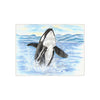 Breaching Orca Whale Watercolor Art Ceramic Photo Tile 6 × 8 / Matte Home Decor