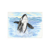 Breaching Orca Whale Watercolor Art Ceramic Photo Tile Home Decor