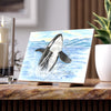 Breaching Orca Whale Watercolor Art Ceramic Photo Tile Home Decor