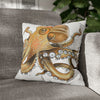 Brown Octopus Art Spun Polyester Square Pillow Case 16 × Home Decor