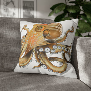 Brown Octopus Art Spun Polyester Square Pillow Case 20 × Home Decor