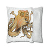 Brown Octopus Art Spun Polyester Square Pillow Case Home Decor