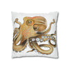 Brown Octopus Art Spun Polyester Square Pillow Case Home Decor