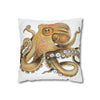 Brown Octopus Art Spun Polyester Square Pillow Case Home Decor