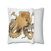 Brown Octopus Art Spun Polyester Square Pillow Case Home Decor