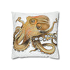 Brown Octopus Art Spun Polyester Square Pillow Case Home Decor