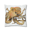 Brown Octopus Art Spun Polyester Square Pillow Case Home Decor
