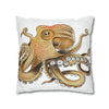 Brown Octopus Art Spun Polyester Square Pillow Case Home Decor