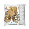 Brown Octopus Art Spun Polyester Square Pillow Case Home Decor