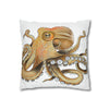 Brown Octopus Art Spun Polyester Square Pillow Case Home Decor