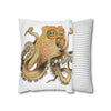 Brown Octopus Art Spun Polyester Square Pillow Case Home Decor