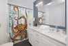 Brown Octopus Vintage Map White Shower Curtain Home Decor