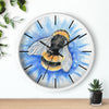 Bumble Bee Blue Flower Watercolor Art Wall Clock Home Decor