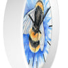 Bumble Bee Blue Flower Watercolor Art Wall Clock Home Decor