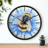 Bumble Bee Blue Flower Watercolor Art Wall Clock Home Decor