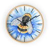 Bumble Bee Blue Flower Watercolor Art Wall Clock Home Decor