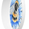 Bumble Bee Blue Flower Watercolor Art Wall Clock Home Decor