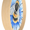 Bumble Bee Blue Flower Watercolor Art Wall Clock Home Decor