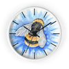Bumble Bee Blue Flower Watercolor Art Wall Clock White / Black 10 Home Decor