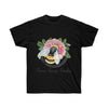Bumble Bee Pink Peony Vintage Watercolor Art Dark Unisex Ultra Cotton Tee Black / S T-Shirt