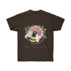 Bumble Bee Pink Peony Vintage Watercolor Art Dark Unisex Ultra Cotton Tee Chocolate / S T-Shirt