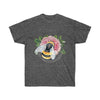 Bumble Bee Pink Peony Vintage Watercolor Art Dark Unisex Ultra Cotton Tee Heather / S T-Shirt