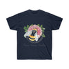 Bumble Bee Pink Peony Vintage Watercolor Art Dark Unisex Ultra Cotton Tee Navy / S T-Shirt