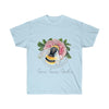 Bumble Bee Pink Peony Vintage Watercolor Art Ultra Cotton Tee Light Blue / S T-Shirt