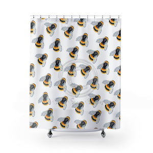 Bumblebee Watercolor Pattern Shower Curtain 71 × 74 Home Decor