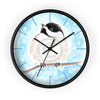 Chickadee Cute Bird Sky Blue Watercolor Art Wall Clock Black / 10 Home Decor