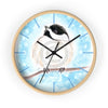Chickadee Cute Bird Sky Blue Watercolor Art Wall Clock Home Decor