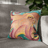 Coconut Octopus Kraken Watercolor Art Spun Polyester Square Pillow Case 16 × Home Decor