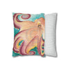 Coconut Octopus Kraken Watercolor Art Spun Polyester Square Pillow Case Home Decor