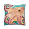 Coconut Octopus Kraken Watercolor Art Spun Polyester Square Pillow Case Home Decor