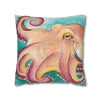 Coconut Octopus Kraken Watercolor Art Spun Polyester Square Pillow Case Home Decor