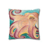 Coconut Octopus Kraken Watercolor Art Spun Polyester Square Pillow Case Home Decor