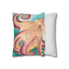 Coconut Octopus Kraken Watercolor Art Spun Polyester Square Pillow Case Home Decor
