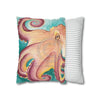 Coconut Octopus Kraken Watercolor Art Spun Polyester Square Pillow Case Home Decor
