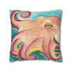 Coconut Octopus Kraken Watercolor Art Spun Polyester Square Pillow Case Home Decor