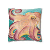 Coconut Octopus Kraken Watercolor Art Spun Polyester Square Pillow Case Home Decor