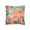 Coconut Octopus Kraken Watercolor Art Spun Polyester Square Pillow Case Home Decor