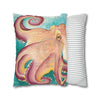 Coconut Octopus Kraken Watercolor Art Spun Polyester Square Pillow Case Home Decor