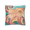 Coconut Octopus Kraken Watercolor Art Spun Polyester Square Pillow Case Home Decor