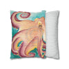 Coconut Octopus Kraken Watercolor Art Spun Polyester Square Pillow Case Home Decor