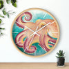 Coconut Octopus Teal Art Watercolor Wall Clock Home Decor