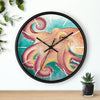 Coconut Octopus Teal Art Watercolor Wall Clock Home Decor