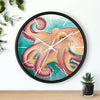 Coconut Octopus Teal Art Watercolor Wall Clock Home Decor