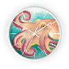 Coconut Octopus Teal Art Watercolor Wall Clock White / 10 Home Decor