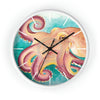 Coconut Octopus Teal Art Watercolor Wall Clock White / Black 10 Home Decor