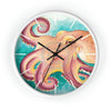 Coconut Octopus Teal Art Watercolor Wall Clock White / Black 10 Home Decor